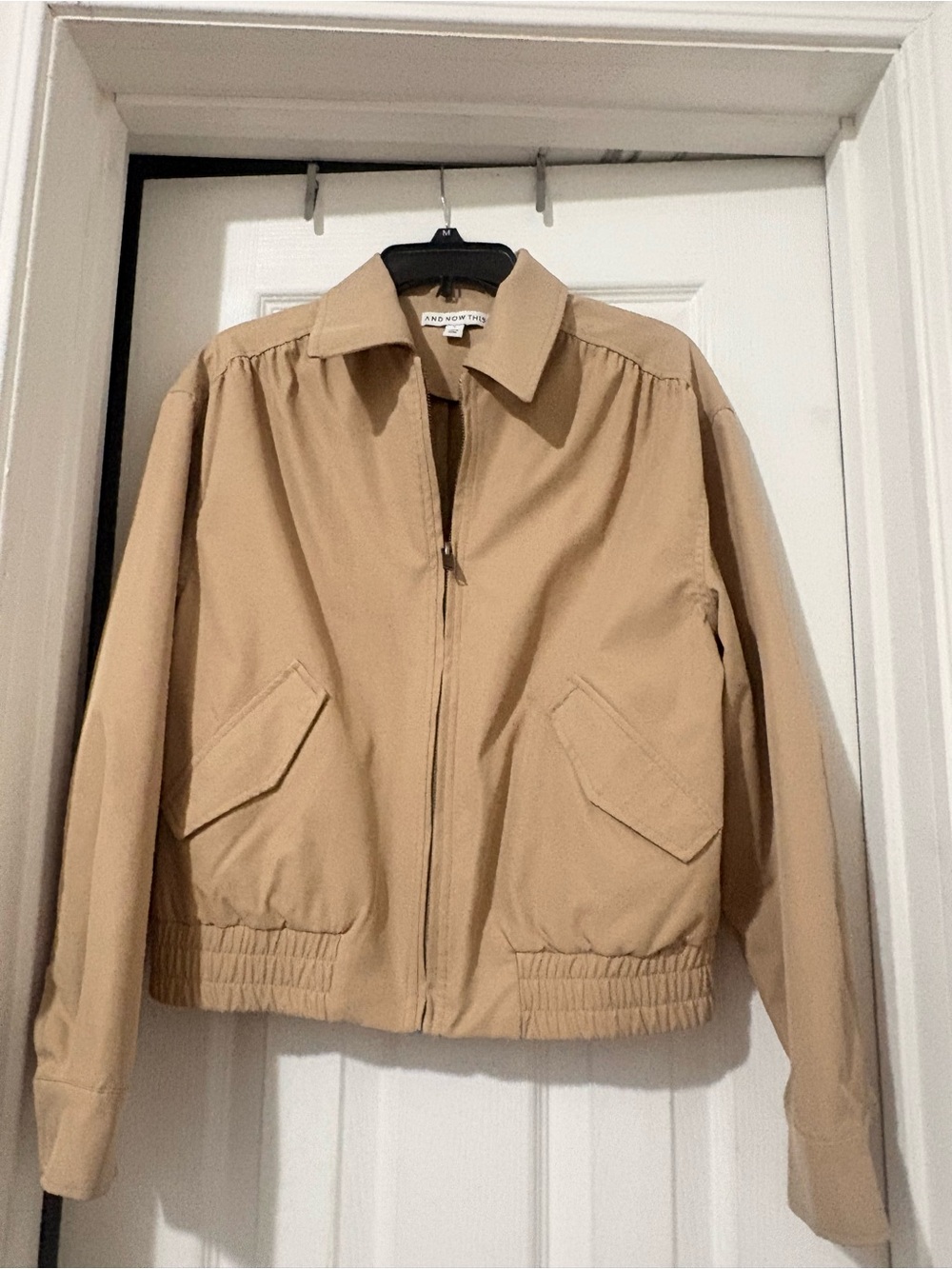 Women’s Tan Zip-Front Harrington Jacket